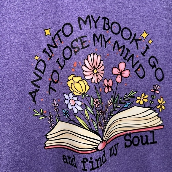 Book shirt small woman 100% cotton purple bookworm handmade NEW - Picture 3 of 4